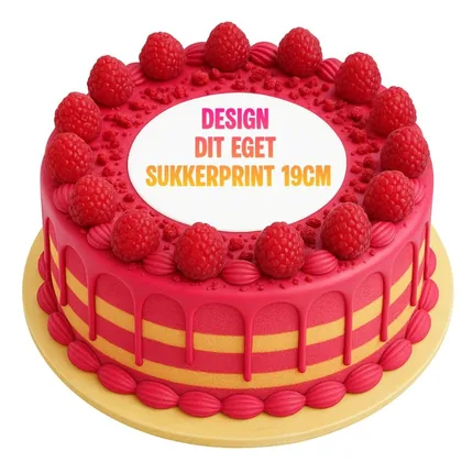Design dit eget sukkerprint 19 cm – kagedekoration på lagkage