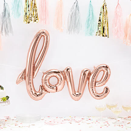 Love folie ballon tekst rose gold - bryllups ballon