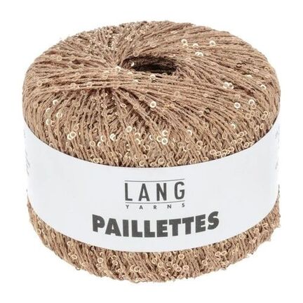 garnoegle af maerket paillettes fra lang yarns i farven laks og guld