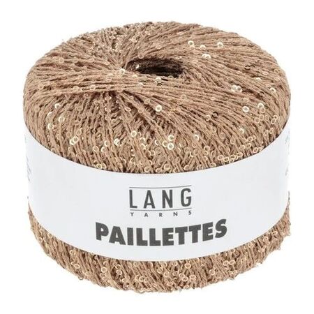 garnoegle af maerket paillettes fra lang yarns i farven laks og guld
