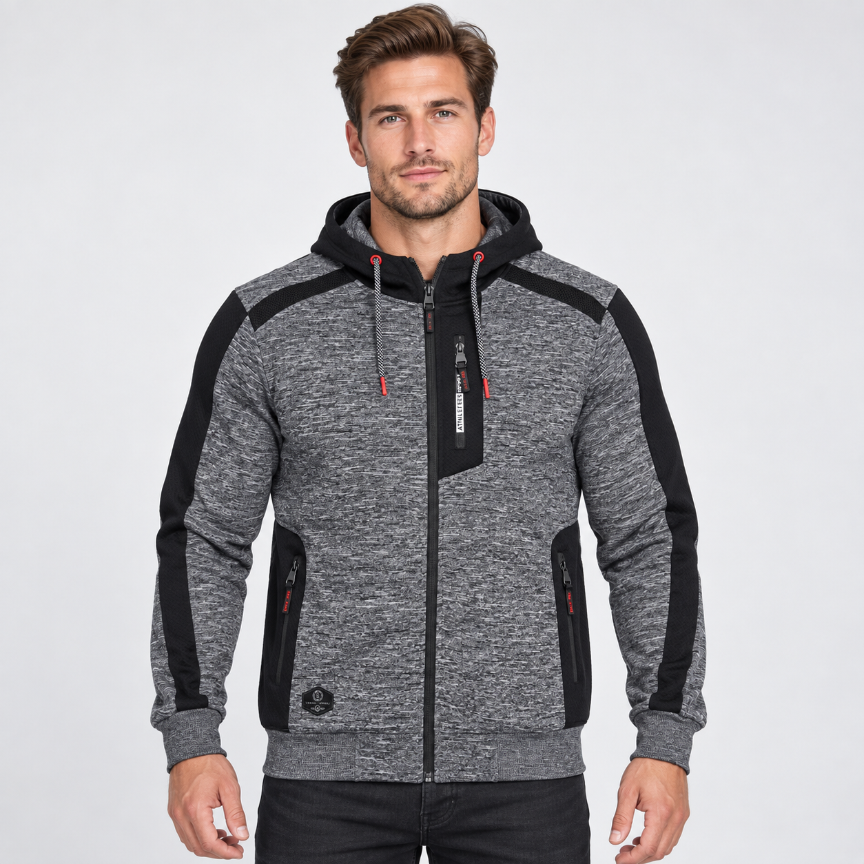 Grå Herre Fleece Sweatjakke - L
