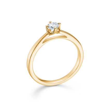 CROWN solitaire- og diamantring i 14 karat guld | Mads Z