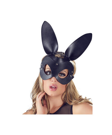 Bad Kitty Bunny Mask – sort kunstlæder maske med kaninører, nitter og spænde i nakken