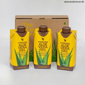 Tre styk mini Forever Aloe Vera Gel naturel foran pakke