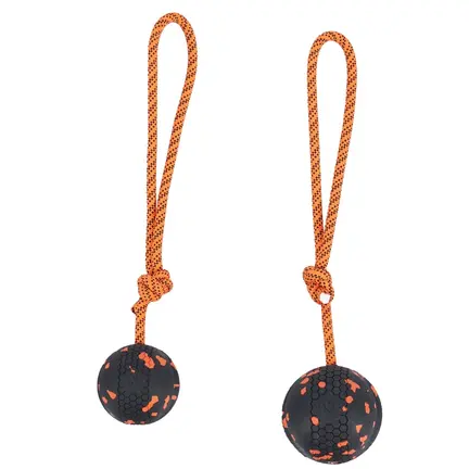 Non-stop Dogwear Ball on Rope hundelegetøj i 60 mm og 70 mm