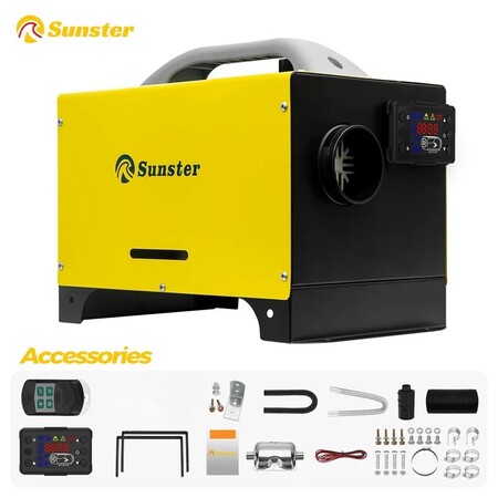 Sunster A2013ST 8 kW 12/24V dieselfyr med støjsvag oliepumpe og aluminiumsvarmelegeme kinafyr