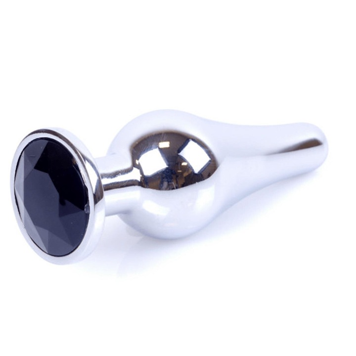 Lille Begynder Plug Sølv Med Sort Sten