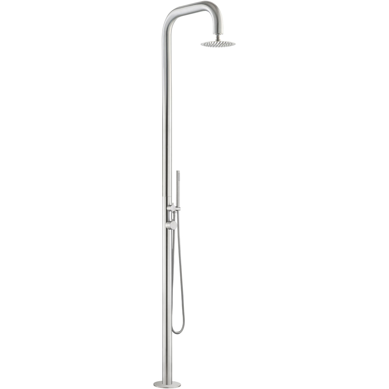 Demerx Pure Extended - Klassische und elegante Außendusche aus Edelstahl - Kalt- und Warmwasser