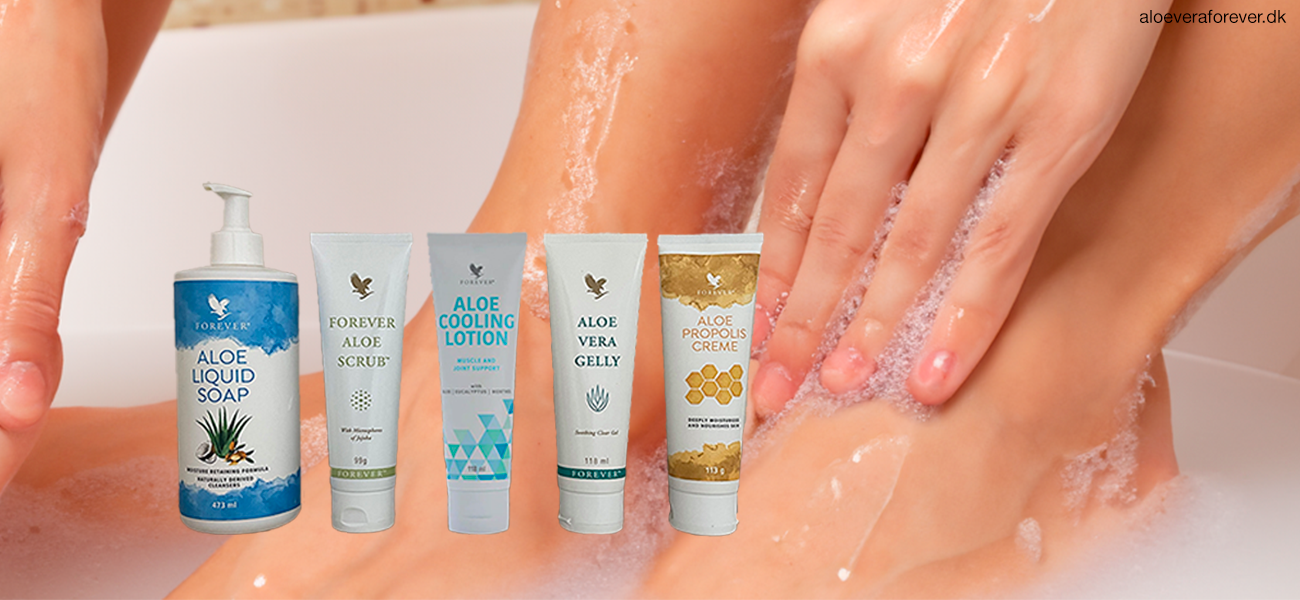 Fodpleje med Aloe vera sæbe og creme produkter