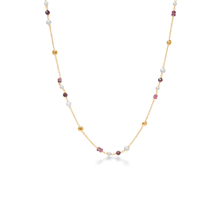 Rosea necklace in 14-carat gold with tourmaline and cultured pearls