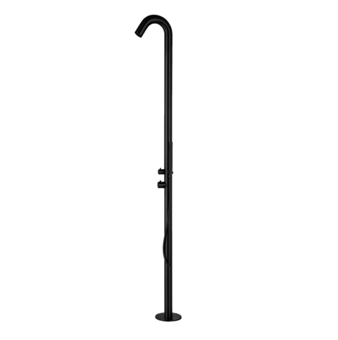 Douche Extérieure SINED Luna D Noire - Acier Inoxydable 316L - Entrées Latérales/Inférieures - Avec Douchette Flexible
