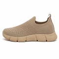 Beige slip-on sneaker med strik og rhinsten