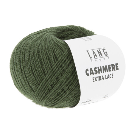 Garnnøgle cashmere extra lace fra Lang Yarns i farven mørk oliven