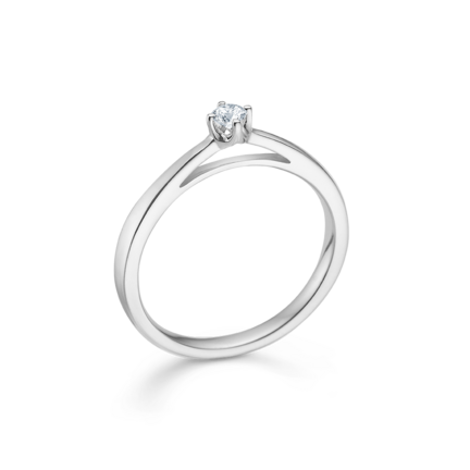 CROWN solitaire and diamond ring in 14 karat white gold | Danish design by Mads Z