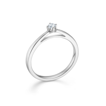 CROWN solitaire- og diamantring i 14 karat hvidguld | Mads Z