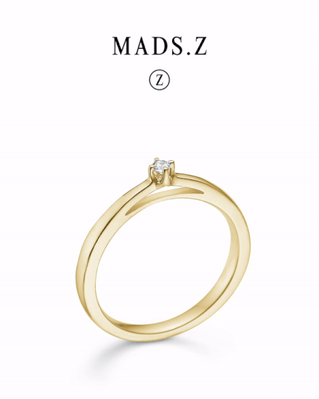CROWN solitaire and diamond ring in 14 karat gold | Danish design by Mads Z