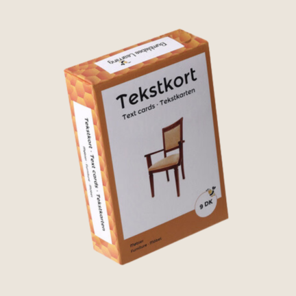 ordkort, møbler, inventar, tosprogsundervisning, læringskort, læringsspil, visuel læring