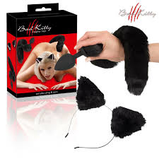 Bad Kitty Naughty Toys Pet Play Plug & Ears – erotisk sæt med anal plug, blød hale og katteører til pet play, rollespil og dominansleg.