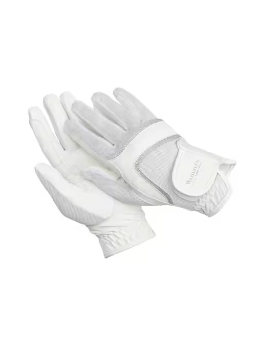 Ridehandske til junior med glitter - Hvid