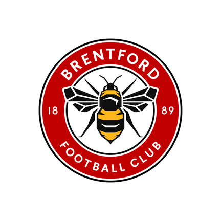 Brentford klublogo på hvid baggrund til rundt kageprint Ø2–28 cm