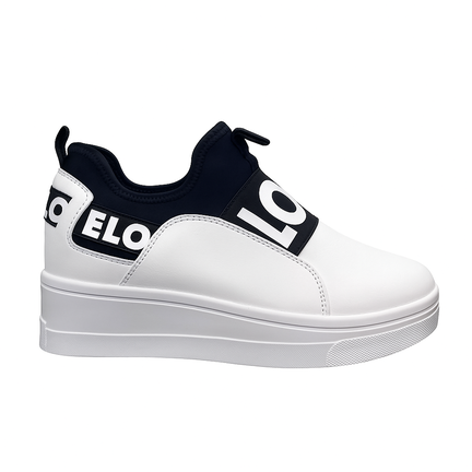 Hvid dame sneakers med LOVE print og hvid platform sål