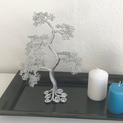 bonsai træ sølv 19 cm metal