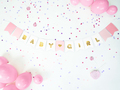 Babygirl banner - babyshower pynt lyserød og guld