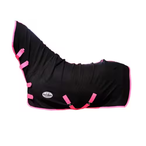 Fleece Cooler med hals til pony & shetland - Pink/Sort, 105cm