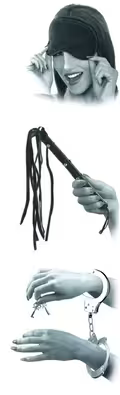 Lover’s Fantasy BDSM sæt fra Fetish Fantasy Series – håndjern, pisk og blindfold i sort