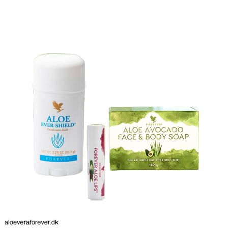 Aloe Ever-Shield Deo, Forever Aloe Lips og Aloe Avocado Face & body Soap