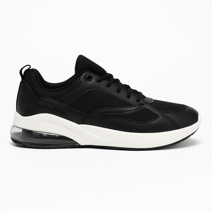 Sort sneaker med hvid sål og luftpude