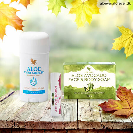 Forever Aloe Lips, Aloe Ever-Shield Deo og Aloe Avocado Face & body Soap