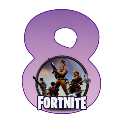Fortnite sukkerprint A3 med lilla 8-tal