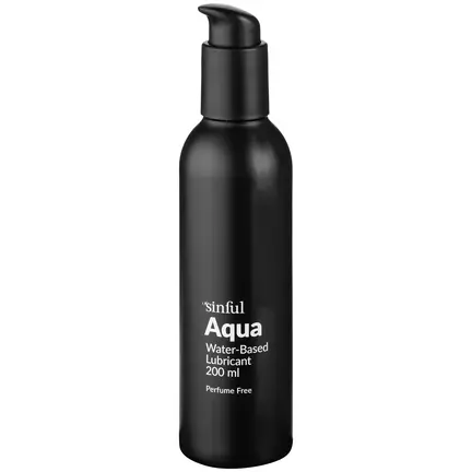 Sinful Aqua vandbaseret glidecreme i klar 200 ml pumpe til onani, sexlegetøj og sex med kondom