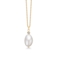 Chunk Necklace - simple necklace in silver plated with cultured pearl and white zirconia stone