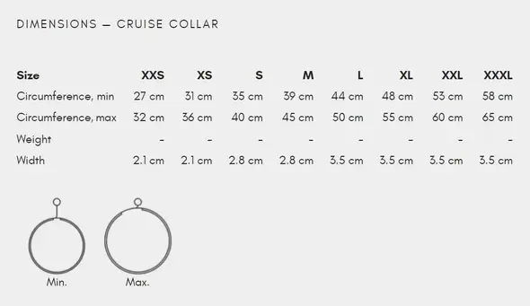 Sizeguide for Cruise Collar