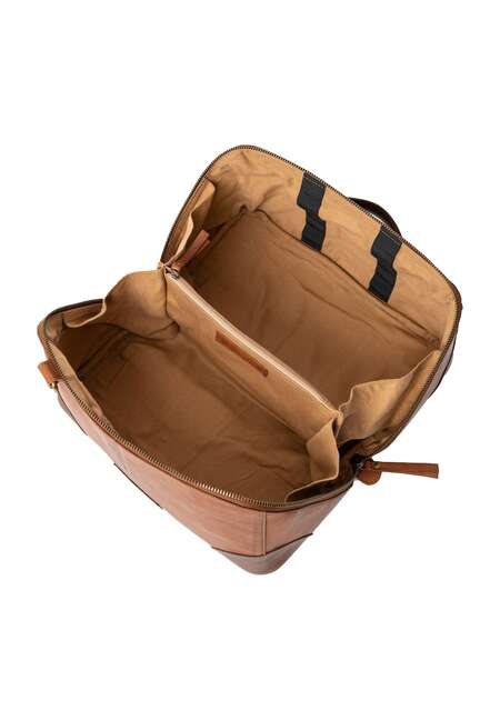 Åben større lædertaske Project 79 fra RE:Designed i farven walnut med woodsmoke læderlapper