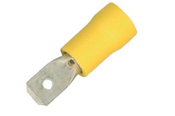 kabelsko fladstik han 63mm gul 40 60mm 100stk hos shop12volt