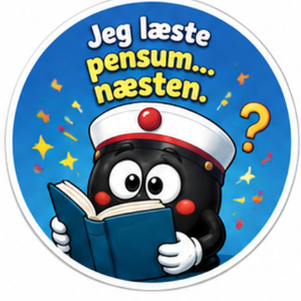Sjovt studenter sukkerprint med teksten Jeg læste pensum næsten til cupcakes, cookies og studenterkager