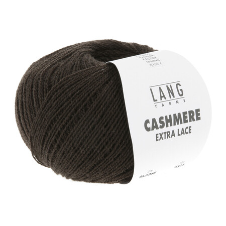 Garnnøgle Cashmere extra lace fra Lang Yarns i farven mørk brun meleret
