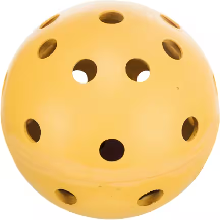 Trixie Holey bold med klokke - Gul Naturgummi ø 7 cm