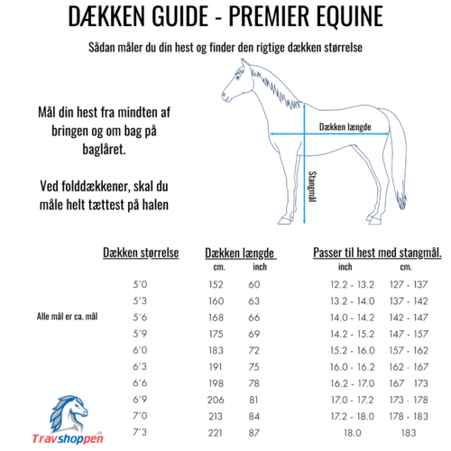 Størrelsesguide Premier Equine dækken