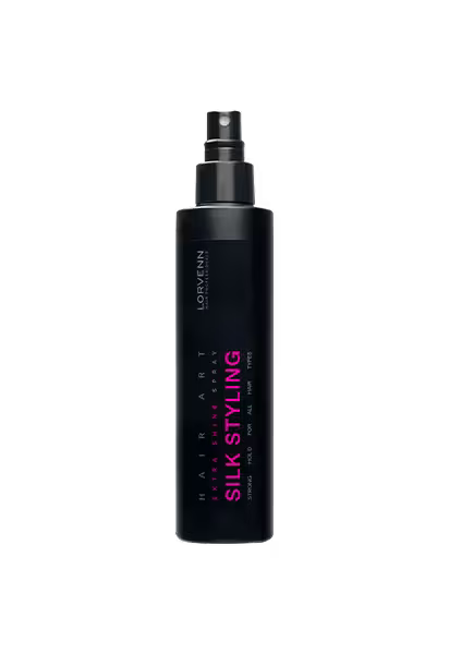 Silk Shine Styling Spray fra Radiant med silkeproteiner for glans og fleksibelt hold