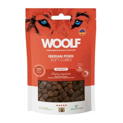 WOOLF Semi-Moist Soft Cubes Iberian Pork| Bløde Hundegodbidder med Iberisk Svinekød