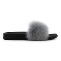 Dame slippers med grå faux fur rem og sort sål