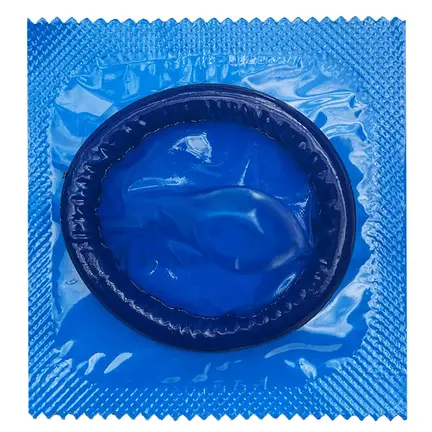 Kondom Blue – blåt latexkondom med glidecreme, 1 stk
