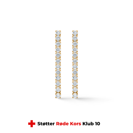 Tennis øreringe udført i 925 sterlingsølv belagt med 18 karat forgyldning isat zirkonia | studio.z x Rødekors