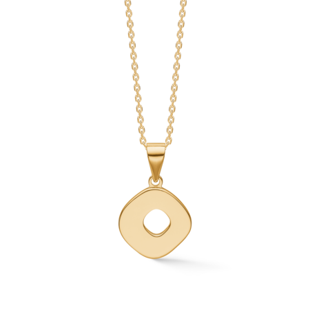 Letters O necklace made of 925 pure sterling silver plated with 18 karat gold plating.