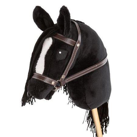 Kæphest fra Källquist Equestrian med trense. Abbe er en flot sort kæphest med hvid blis