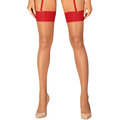 Røde strømper med blondekant til hofteholder – onesize